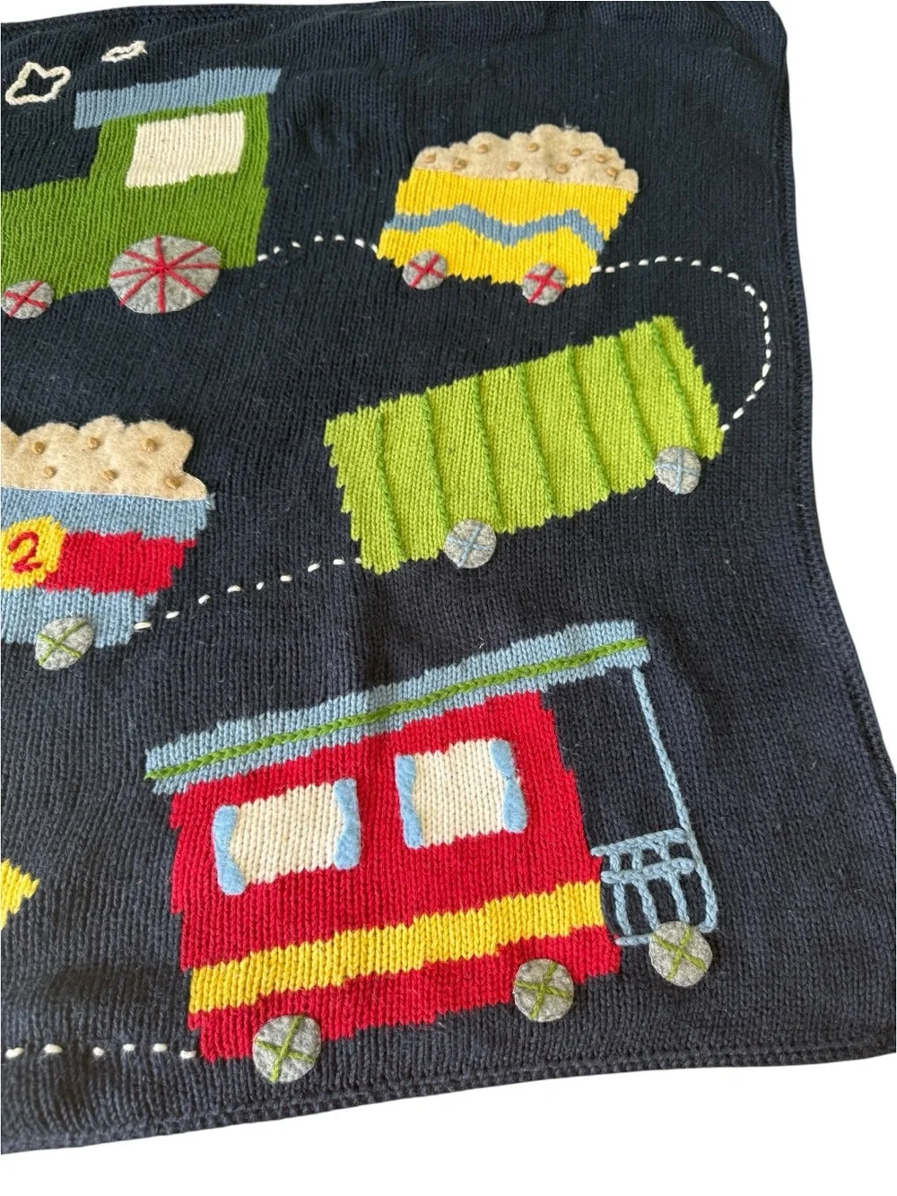 ART WALK COTTON KNITTED DARK BLUE BABY BLANKET(102)